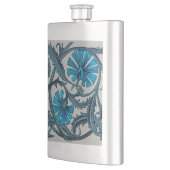 ヴィンテージブルーアンティークフラワーアーツ素朴 フラスク (左)