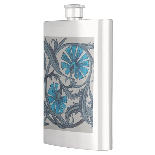 ヴィンテージブルーアンティークフラワーアーツ素朴 フラスク (左)