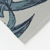 ヴィンテージブルーアンティークフラワーアーツ素朴 フリースブランケット (角)