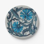 ヴィンテージブルーアンティークフラワーアーツ素朴 ペーパープレート (正面)