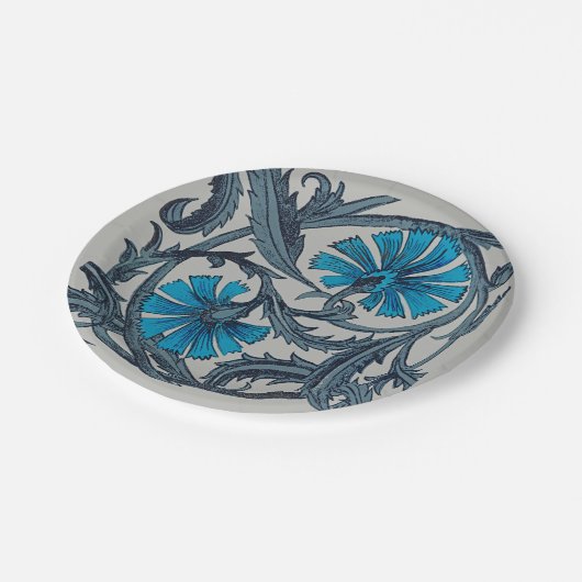 ヴィンテージブルーアンティークフラワーアーツ素朴 ペーパープレート (アングル)