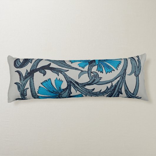 ヴィンテージブルーアンティークフラワーアーツ素朴 ボディピロー (裏面)