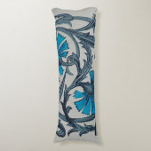 ヴィンテージブルーアンティークフラワーアーツ素朴 ボディピロー (正面縦)