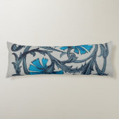 ヴィンテージブルーアンティークフラワーアーツ素朴 ボディピロー (正面)