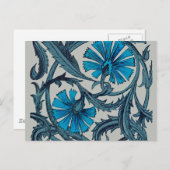 ヴィンテージブルーアンティークフラワーアーツ素朴 ポストカード (正面/裏面)