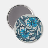 ヴィンテージブルーアンティークフラワーアーツ素朴 マグネット (正面/裏面)