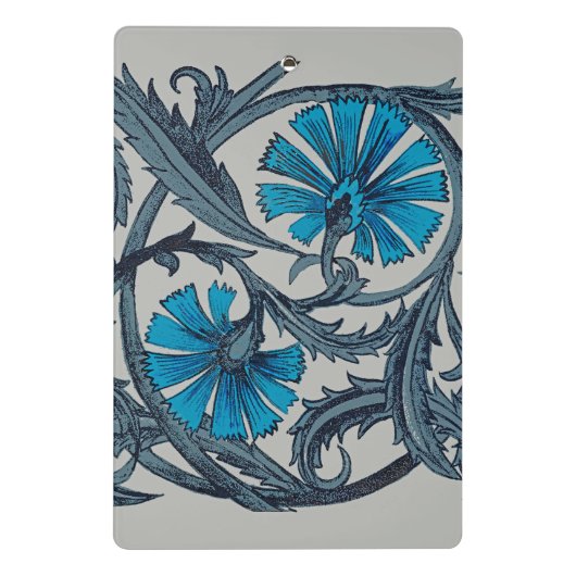 ヴィンテージブルーアンティークフラワーアーツ素朴 ミニクリップボード (裏面)