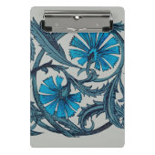 ヴィンテージブルーアンティークフラワーアーツ素朴 ミニクリップボード (正面)