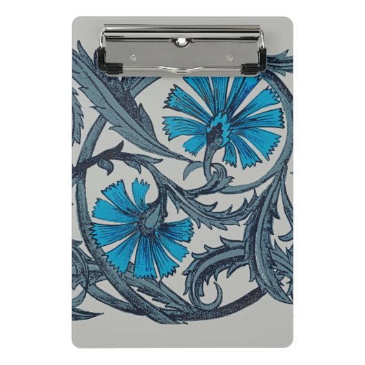 ヴィンテージブルーアンティークフラワーアーツ素朴 ミニクリップボード (正面)