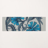 ヴィンテージブルーアンティークフラワーアーツ素朴 ヨガマット (裏面(横))