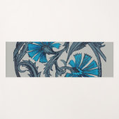 ヴィンテージブルーアンティークフラワーアーツ素朴 ヨガマット (正面(横))