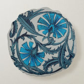 ヴィンテージブルーアンティークフラワーアーツ素朴 ラウンドクッション (裏面)