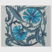 ヴィンテージブルーアンティークフラワーアーツ素朴 ラッピングペーパー (フラット)