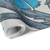 ヴィンテージブルーアンティークフラワーアーツ素朴 ラッピングペーパー (ロールコーナー)