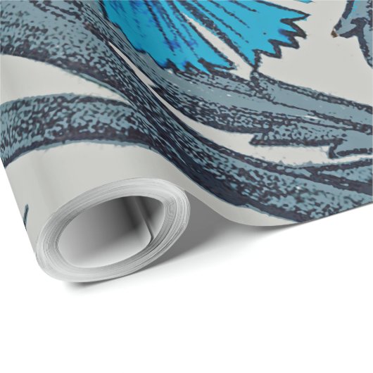 ヴィンテージブルーアンティークフラワーアーツ素朴 ラッピングペーパー (ロールコーナー)