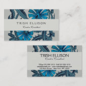 ヴィンテージブルーアンティークフラワーアーツ素朴 名刺 (正面/裏面)