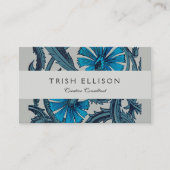 ヴィンテージブルーアンティークフラワーアーツ素朴 名刺 (正面)