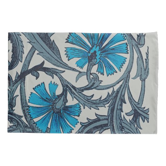 ヴィンテージブルーアンティークフラワーアーツ素朴 枕カバー (裏面)