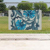 ヴィンテージブルーアンティークフラワーアーツ素朴 横断幕 (インサイチュ)