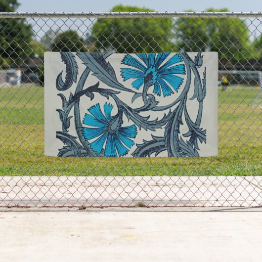 ヴィンテージブルーアンティークフラワーアーツ素朴 横断幕 (インサイチュ)