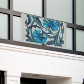 ヴィンテージブルーアンティークフラワーアーツ素朴 横断幕 (ビルの外側)