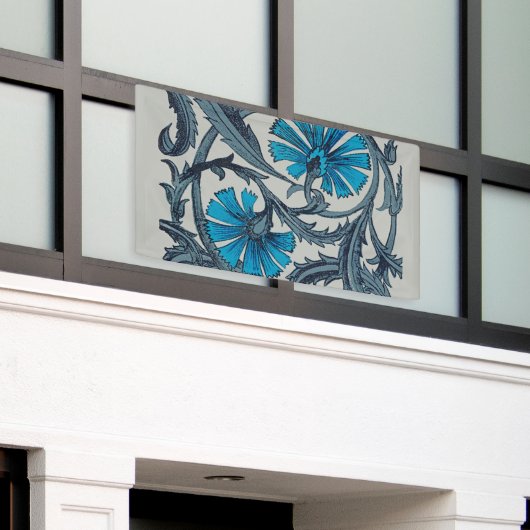 ヴィンテージブルーアンティークフラワーアーツ素朴 横断幕 (ビルの外側)