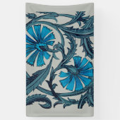 ヴィンテージブルーアンティークフラワーアーツ素朴 横断幕 (縦)