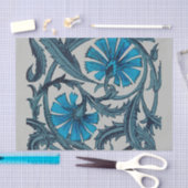 ヴィンテージブルーアンティークフラワーアーツ素朴 薄葉紙 (クラフト)