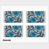 ヴィンテージブルーアンティークフラワーアーツ素朴 長方形シール (シート)