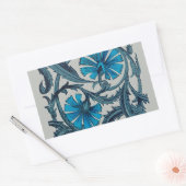 ヴィンテージブルーアンティークフラワーアーツ素朴 長方形シール (封筒)