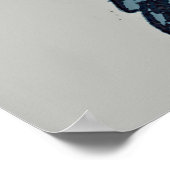 ヴィンテージブルーアンティークフラワーグラフィックアートデザイン ポスター (角)