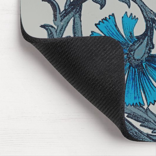 ヴィンテージブルーアンティークフラワーグラフィックアートデザイン マウスパッド (コーナー)
