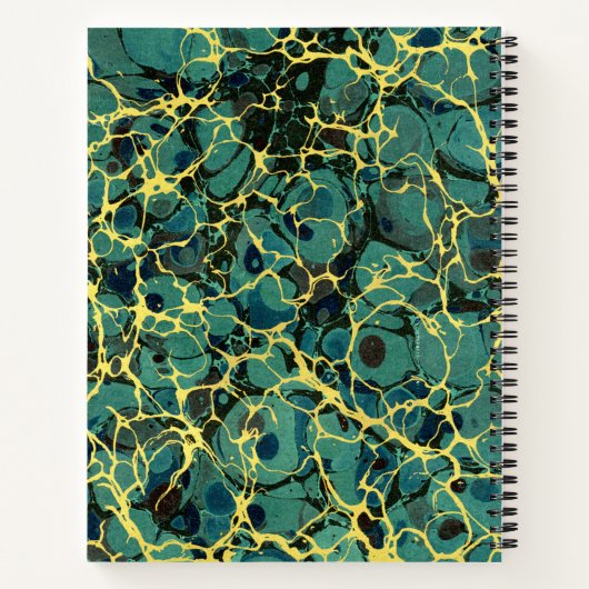 ヴィンテージブルーアンティークマーブル紙旧名ラベル ノートブック (裏面)