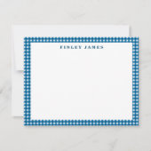 ヴィンテージブルーアンドホワイトギンガムプレイパーソナライズされたド  ノートカード (正面)