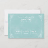 ヴィンテージブルーアールデコRSVPカード 出欠カード (正面)