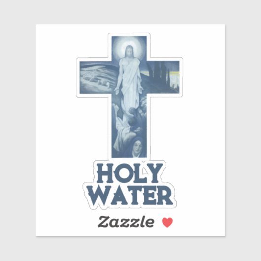 ヴィンテージブルーイエズスがキリスト教聖水を渡る シール (シート)