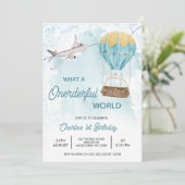 ヴィンテージブルーイエローオンダーフルワールド1st誕生日 招待状 (スタンド正面)