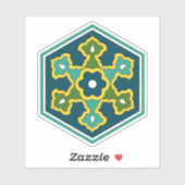 ヴィンテージブルーイエローグリーンオスマン帝国トルコ六角形 シール (シート)