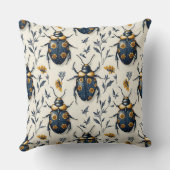 ヴィンテージブルーイエローフローラカブライトコテージコア クッション (裏面)