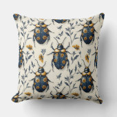 ヴィンテージブルーイエローフローラカブライトコテージコア クッション (正面)