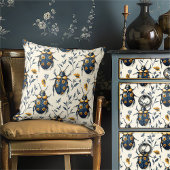 ヴィンテージブルーイエローフローラカブライトコテージコア クッション