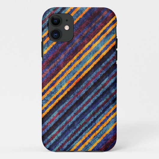ヴィンテージブルーイエローブラウンストライプパターン Case-Mate iPhoneケース (裏面)