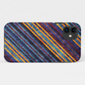 ヴィンテージブルーイエローブラウンストライプパターン Case-Mate iPhoneケース (裏面(横))