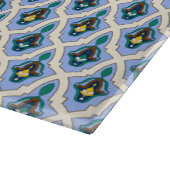 ヴィンテージブルーイエローモロッコアラビアトレーサリーアート カッティングボード (角)