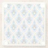 ヴィンテージブルーイエローモロッコアラビアトレーサリーアート ガラスコースター (裏面)