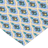 ヴィンテージブルーイエローモロッコアラビアトレーサリーアート ショートテーブルランナー (コーナー)