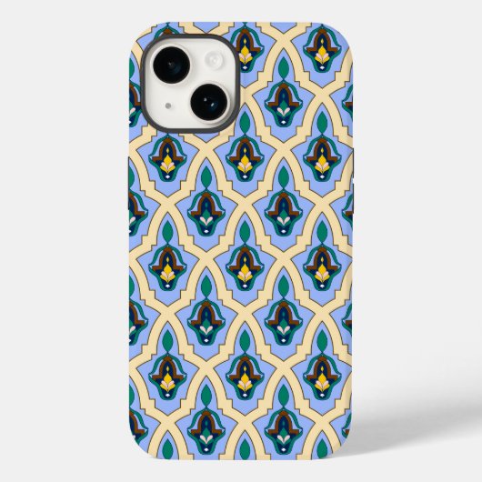 ヴィンテージブルーイエローモロッコアラビアトレーサリーアート Case-Mate iPhoneケース (裏面)