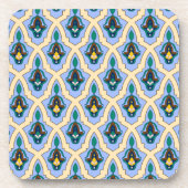 ヴィンテージブルーイエローモロッコアラビアトレーサリーパター コースター (正面)