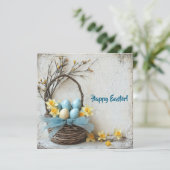 ヴィンテージブルーイースターエッグの水色の水仙 シーズンカード (スタンド正面)