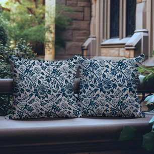 ヴィンテージブルーウィリアムモリス枕 アウトドアクッション